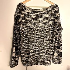 Liky, Size M, High Low Hem Sweater, Black and White with Sparkles 100% acrylic,